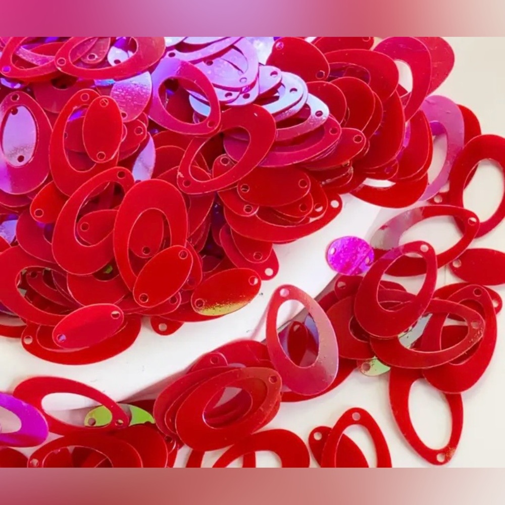 250 Cherry Red Oval-Shaped Sequins, Wedding, Jewelry, Home, Clothes, DIY
